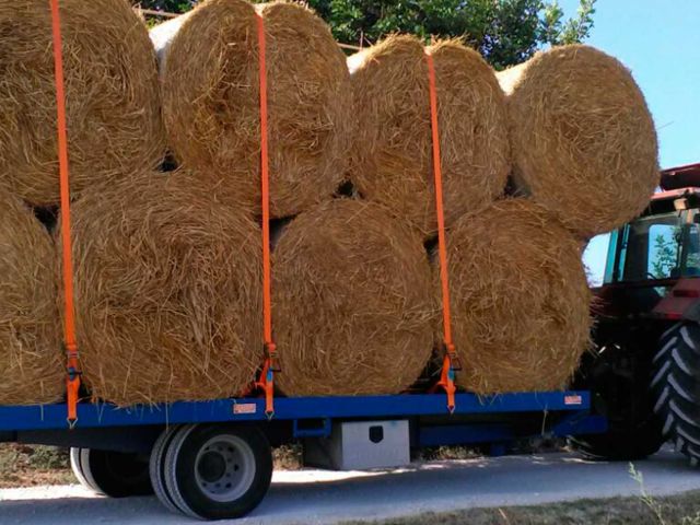 Pianale monoasse trasporto balle Bonsegna trainato da trattore